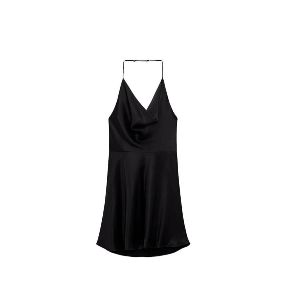 ZARA SATIN EFFECT MINI DRESS BLACK SIZE S | 2850/966